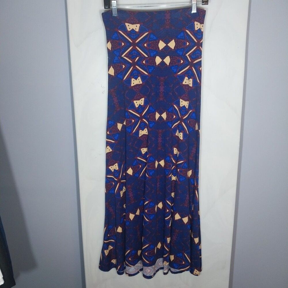 LuLaRoe Maxi Skirt XS Blue Geometric Aztec Print Strapless Tube Dress NWT Soft